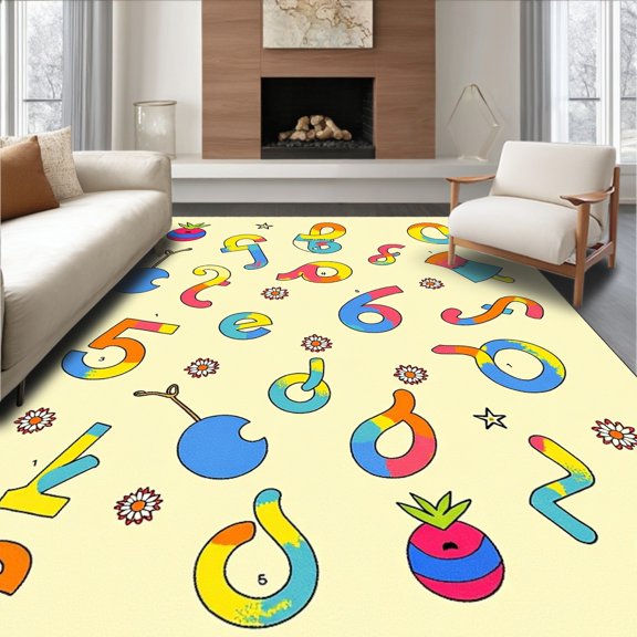 ODIKA 2x3 Machine Washable Non-Slip Area Rug, Interactive Phonetic Symbols Playmat Featuring Animated Illustrations High Traffic Rug, Pink, 696808