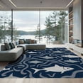 thumbnail image 1 of ODIKA 2'x3' Machine Washable Non-Slip Area Rug, Interlaced Ocean Currents and Stylized Fish Design High Traffic Rug with Pad, Blue, 914948, 1 of 8