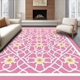 thumbnail image 1 of ODIKA 2'x3' Machine Washable Non-Slip Area Rug, Interlocking Lattice Motif with Subtle Medallion Accents Modern High Traffic Rug, Pink, 560824, 1 of 7