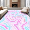thumbnail image 1 of ODIKA 2'x3' Machine Washable Non-Slip Area Rug, Interlocking Pastel Maze With Abstract Hearts Motif High Traffic Rug, Pink, 476103, 1 of 7