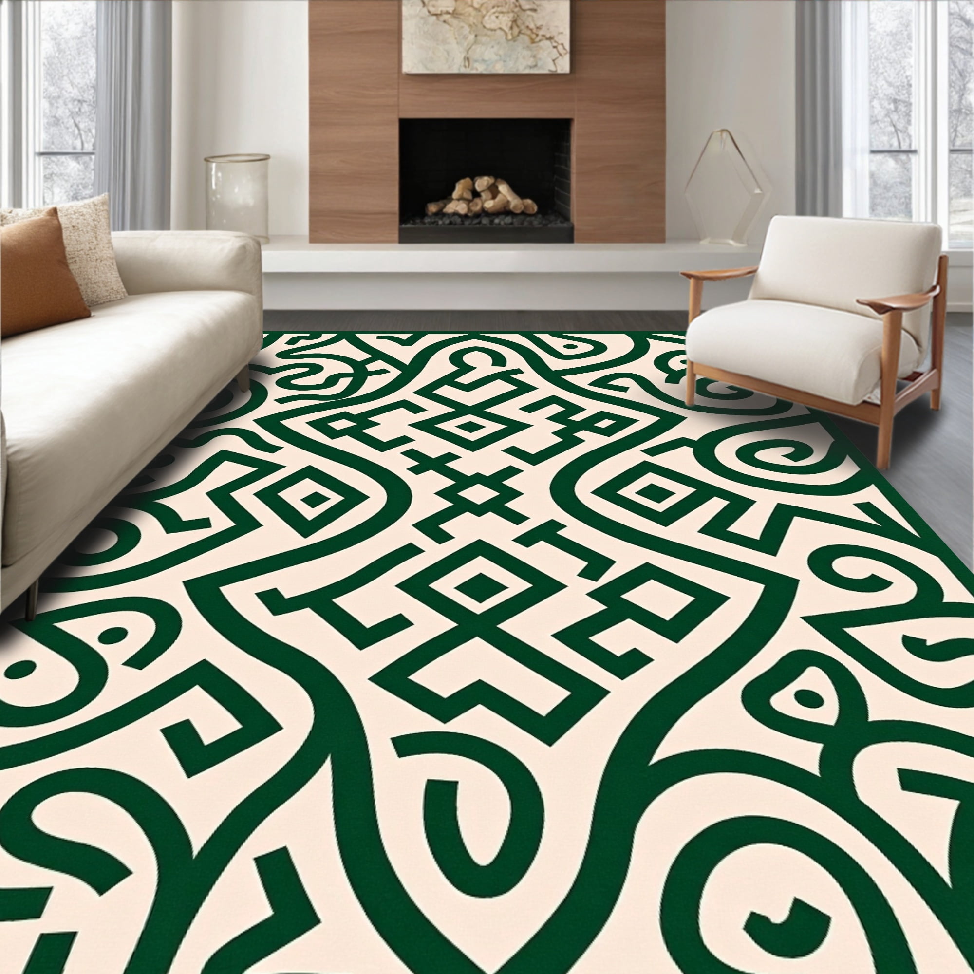 Interlocking Two Rugs ODIKA 2'x3' Machine Washable Non-Slip Area Rug, Interlocking Trellis ...