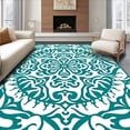 thumbnail image 1 of ODIKA 2'x3' Machine Washable Non-Slip Area Rug, Intricate Spiral with Ornate Floral and Swirling Motifs High Traffic Rug, Teal, 713872, 1 of 7