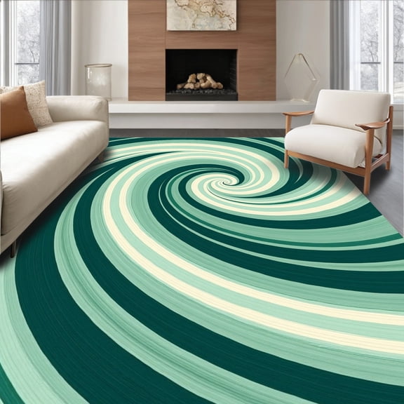 ODIKA 2x3 Machine Washable Non-Slip Area Rug, Jade Wave Modern Artistic Decorative Ripple High Traffic Rug, Green, 500176