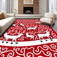 thumbnail image 1 of ODIKA 2'x3' Machine Washable Non-Slip Area Rug, Joyful Caribou Journey Magical Walkway Embellishment Merry Ornament High Traffic Rug, Red, 638942, 1 of 7
