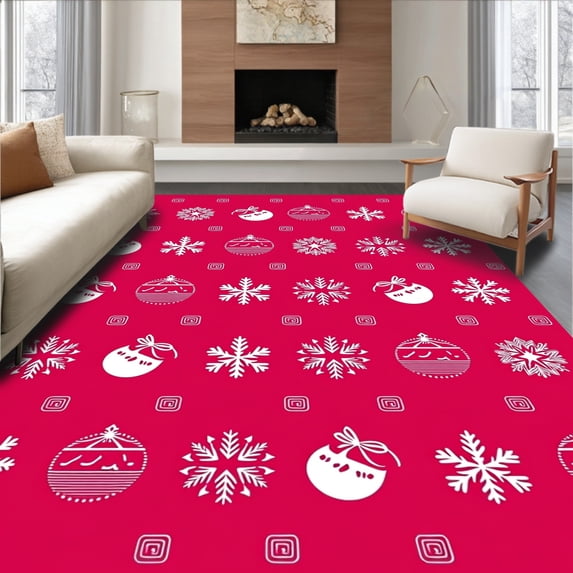 ODIKA 2'x3' Machine Washable Non-Slip Area Rug, Joyful Celebration Staircase Treads Removable Decorative High Traffic Rug with Pad, Red, 652128