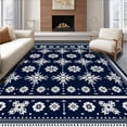 thumbnail image 1 of ODIKA 2'x3' Machine Washable Non-Slip Area Rug, Joyful Frosty Hearth Accessory High Traffic Rug with Pad, Blue, 629824, 1 of 8
