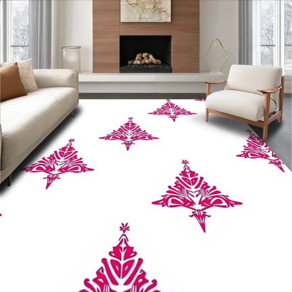 ODIKA 2x3 Machine Washable Non-Slip Area Rug, Joyful Holiday Decorative Washroom Floor Covering High Traffic Rug, Pink, 656202