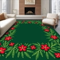 thumbnail image 1 of ODIKA 2'x3' Machine Washable Non-Slip Area Rug, Joyful Holly Berry Wreath Celebration Floor Covering High Traffic Rug with Pad, Green, 639449, 1 of 8