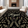 thumbnail image 1 of ODIKA 2'x3' Machine Washable Non-Slip Area Rug, Joyful Lettering with Festive Laurel and Berry Interlace High Traffic Rug, Black, 738272, 1 of 7