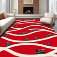 thumbnail image 1 of ODIKA 2'x3' Machine Washable Non-Slip Area Rug, Joyful North Pole Express Train Noel Pathway Enhancement High Traffic Rug, Red, 605909, 1 of 7