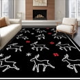 thumbnail image 1 of ODIKA 2'x3' Machine Washable Non-Slip Area Rug, Joyful Reindeer Standing Comfort Slip Resistant High Traffic Rug with Pad, Black, 739727, 1 of 8