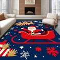 thumbnail image 1 of ODIKA 2'x3' Machine Washable Non-Slip Area Rug, Joyful Santa Claus Sleigh Ride Entrance Celebration High Traffic Rug with Pad, Blue, 622656, 1 of 8