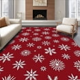 thumbnail image 1 of ODIKA 2'x3' Machine Washable Non-Slip Area Rug, Joyful Snowflake Wonderland Decorative With Sparkling High Traffic Rug, Red, 625754, 1 of 7