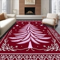 thumbnail image 1 of ODIKA 2'x3' Machine Washable Non-Slip Area Rug, Joyful Winter Evergreen Decorative Half Moon Entryway High Traffic Rug with Pad, Red, 605537, 1 of 8