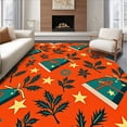 thumbnail image 1 of ODIKA 2'x3' Machine Washable Non-Slip Area Rug, Joyful Yuletide Celebration with Ribboned Gifts and Twinkling Stars High Traffic Rug with Pad, Orange, 622597, 1 of 8