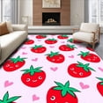 thumbnail image 1 of ODIKA 2'x3' Machine Washable Non-Slip Area Rug, Kawaii Fruit Bath Adorable Happy Strawberries Cartoon High Traffic Rug, Red, 682409, 1 of 7