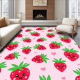 thumbnail image 1 of ODIKA 2'x3' Machine Washable Non-Slip Area Rug, Kawaii Strawberry Splash Bath Adorable Fruit Design Non Slip High Traffic Rug with Pad, Red, 729506, 1 of 8