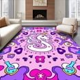 thumbnail image 1 of ODIKA 2'x3' Machine Washable Non-Slip Area Rug, Kawaii Unicorn Dreamscape with Shooting Stars Motif High Traffic Rug, Pink, 600059, 1 of 7