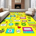 thumbnail image 1 of ODIKA 2'x3' Machine Washable Non-Slip Area Rug, Kindergarten Language Development Fun Classroom Instruction High Traffic Rug, Yellow, 700735, 1 of 7