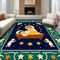 thumbnail image 1 of ODIKA 2'x3' Machine Washable Non-Slip Area Rug, Kit Manger Handwork Design High Traffic Rug, Blue, 650477, 1 of 7