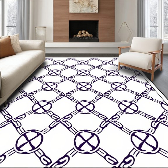 ODIKA 2x3 Machine Washable Non-Slip Area Rug, Knot Crisscross Symmetry Webbing High Traffic Rug, Purple, 660528