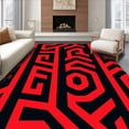 thumbnail image 1 of ODIKA 2'x3' Machine Washable Non-Slip Area Rug, Labyrinth Zigzag Tessellation Stylish Decorative Network High Traffic Rug with Pad, Red, 590141, 1 of 8