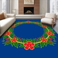 thumbnail image 1 of ODIKA 2'x3' Machine Washable Non-Slip Area Rug, Latch Hook Kit Festive Wreath Canvas Needlework Project High Traffic Rug, Blue, 647384, 1 of 7