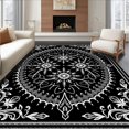 thumbnail image 1 of ODIKA 2'x3' Machine Washable Non-Slip Area Rug, Latch Hook Kit Snowflake Embroidery Pillow DIY Crochet Yarn High Traffic Rug, Black, 626650, 1 of 7