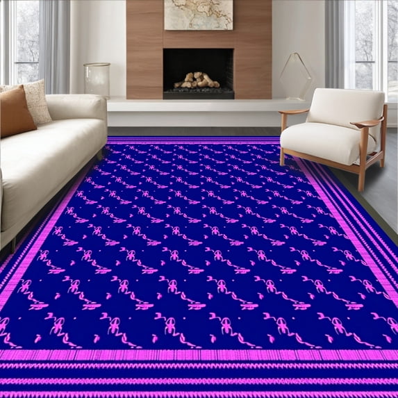 ODIKA 2'x3' Machine Washable Non-Slip Area Rug, Lattice Interlocking Decorative Jewel High Traffic Rug, Pink, 601357