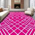 thumbnail image 1 of ODIKA 2'x3' Machine Washable Non-Slip Area Rug, Lattice Interlocking Design Pile High Traffic Rug with Pad, Pink, 443088, 1 of 8