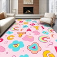 thumbnail image 1 of ODIKA 2'x3' Machine Washable Non-Slip Area Rug, Learning with Vibrant Alphabet and Abstract Cloud Motifs High Traffic Rug, Pink, 688805, 1 of 7
