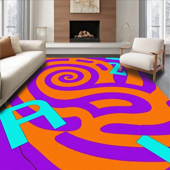 ODIKA 2x3 Machine Washable Non-Slip Area Rug, Letter Recognition Pre Reading Skills Building Activity Floor High Traffic Rug, Orange, 689576