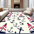 thumbnail image 1 of ODIKA 2'x3' Machine Washable Non-Slip Area Rug, Lighthouse Harbor Sailboat Anchor Maritime Adventure Theme High Traffic Rug with Pad, Pink, 713401, 1 of 8