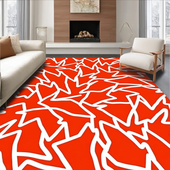 ODIKA 2x3 Machine Washable Non-Slip Area Rug, Lightning Bolt Interlocking Motif with Radiant Colors and Cartoon Flair High Traffic Rug, Red, 700053