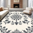 thumbnail image 1 of ODIKA 2'x3' Machine Washable Non-Slip Area Rug, Luxurious Boho Floral Medallion Contemporary Artistic High Traffic Rug with Pad, Ivory, 463916, 1 of 8