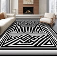 thumbnail image 1 of ODIKA 2'x3' Machine Washable Non-Slip Area Rug, Luxurious Bordered Maze Labyrinth Decorative Elegant Stylish High Traffic Rug, Black, 600741, 1 of 7