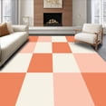 thumbnail image 1 of ODIKA 2'x3' Machine Washable Non-Slip Area Rug, Luxurious Gradient Fade Checkerboard Modern Plush High Traffic Rug, Coral, 667493, 1 of 7
