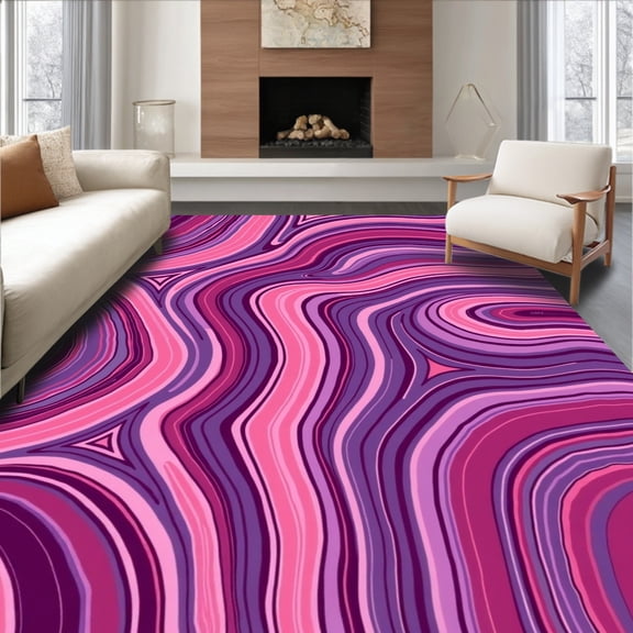 ODIKA 2x3 Machine Washable Non-Slip Area Rug, Luxurious Marbled Agate Crystal Veined Jasper Stone Slice High Traffic Rug, Pink, 500877