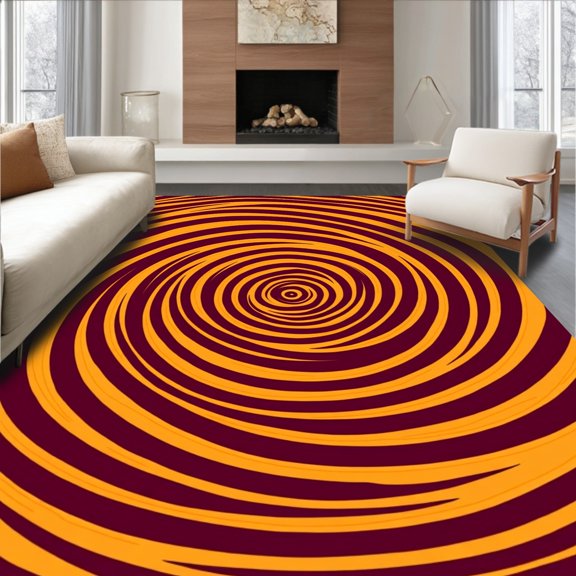 ODIKA 2x3 Machine Washable Non-Slip Area Rug, Luxurious Swirl Vortex Elegant Plush Flair High Traffic Rug, Orange, 582794