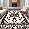 thumbnail image 1 of ODIKA 2'x3' Machine Washable Non-Slip Area Rug, Luxurious Symmetrical Medallion Zig Zag Contemporary Decorative High Traffic Rug, Brown, 585924, 1 of 7