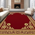 thumbnail image 1 of ODIKA 2'x3' Machine Washable Non-Slip Area Rug, Luxurious Velvet Style Ceremonial Walkway with Embossed Crest High Traffic Rug, Red, 621437, 1 of 7