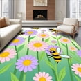 thumbnail image 1 of ODIKA 2'x3' Machine Washable Non-Slip Area Rug, Machine Toilet Charming Bumble Bee Garden Theme High Traffic Rug, Green, 722947, 1 of 7