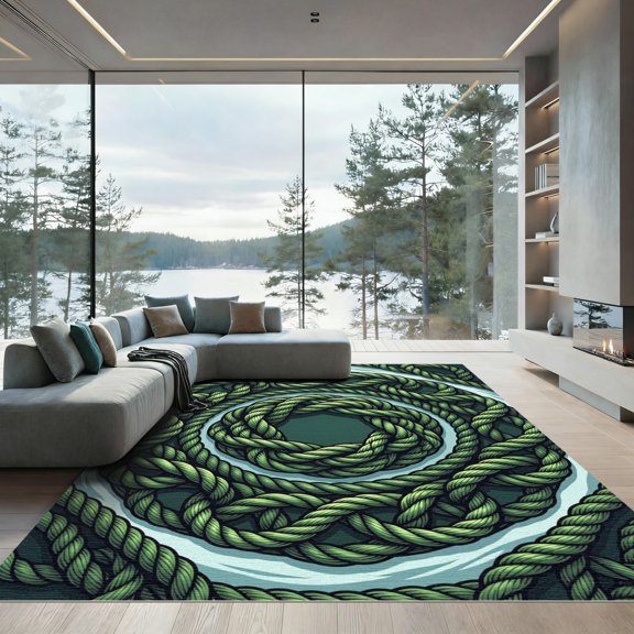 ODIKA 2x3 Machine Washable Non-Slip Area Rug, Macrame Green High Traffic Rug, Green, 939358