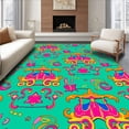 thumbnail image 1 of ODIKA 2'x3' Machine Washable Non-Slip Area Rug, Magic Carousel Circus with Festive Carnival High Traffic Rug with Pad, Pink, 600207, 1 of 8