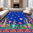 thumbnail image 1 of ODIKA 2'x3' Machine Washable Non-Slip Area Rug, Magic Reading Forest Alphabet Adventure Academic Trail High Traffic Rug with Pad, Blue, 720900, 1 of 8