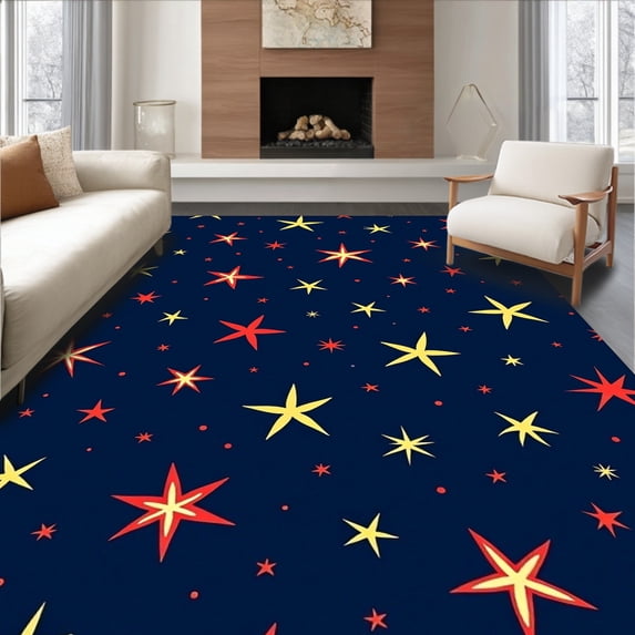 ODIKA 2'x3' Machine Washable Non-Slip Area Rug, Magical Starlight Enchanted Evening Throw High Traffic Rug, Blue, 611319