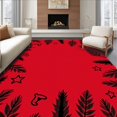 thumbnail image 1 of ODIKA 2'x3' Machine Washable Non-Slip Area Rug, Magical Starlight Evergreen Branch Wonderland High Traffic Rug, Red, 506561, 1 of 7