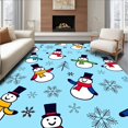 thumbnail image 1 of ODIKA 2'x3' Machine Washable Non-Slip Area Rug, Magical Winter Wonderland Snowmen Family Celebration High Traffic Rug, Blue, 607313, 1 of 7