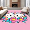 thumbnail image 1 of ODIKA 2'x3' Machine Washable Non-Slip Area Rug, Maltese Puppies Among Blooms Latch Hook Needlework Project High Traffic Rug with Pad, Pink, 635946, 1 of 8