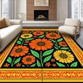 thumbnail image 1 of ODIKA 2'x3' Machine Washable Non-Slip Area Rug, Marigold Garden Hook Kit Canvas Design High Traffic Rug, Black, 730976, 1 of 7